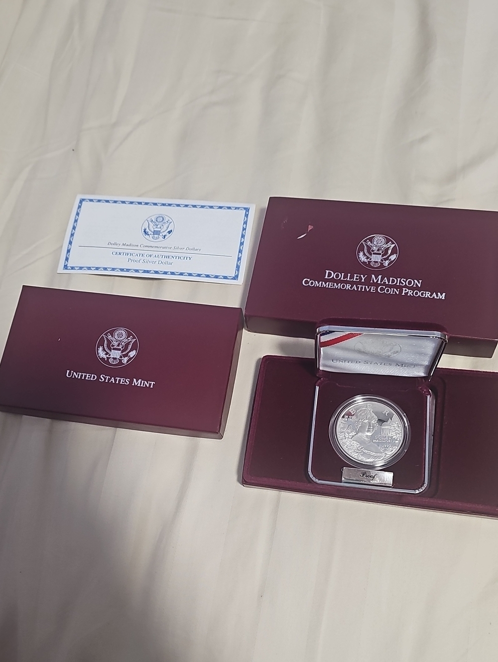 Dolley Madison Commemorative Proof Silver Dollar in Presentation Box